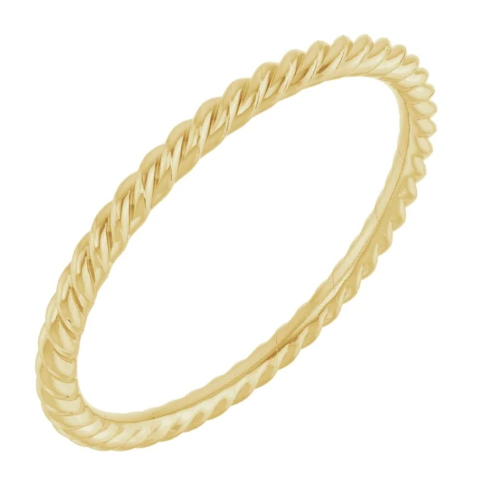 14K Solid Gold Skinny Rope Ring